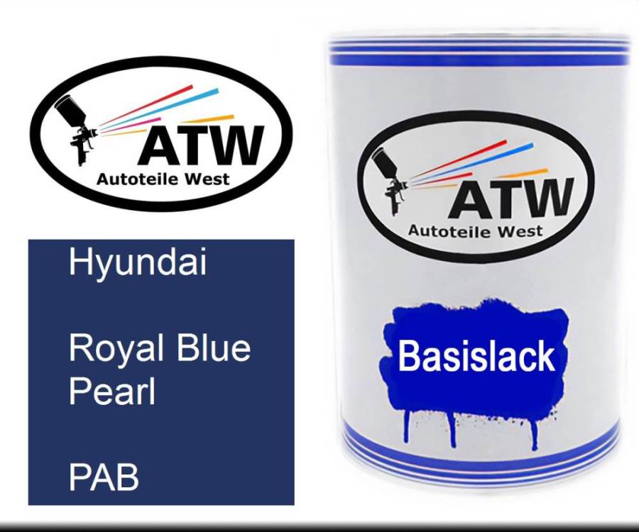 Hyundai, Royal Blue Pearl, PAB: 500ml Lackdose, von ATW Autoteile West.